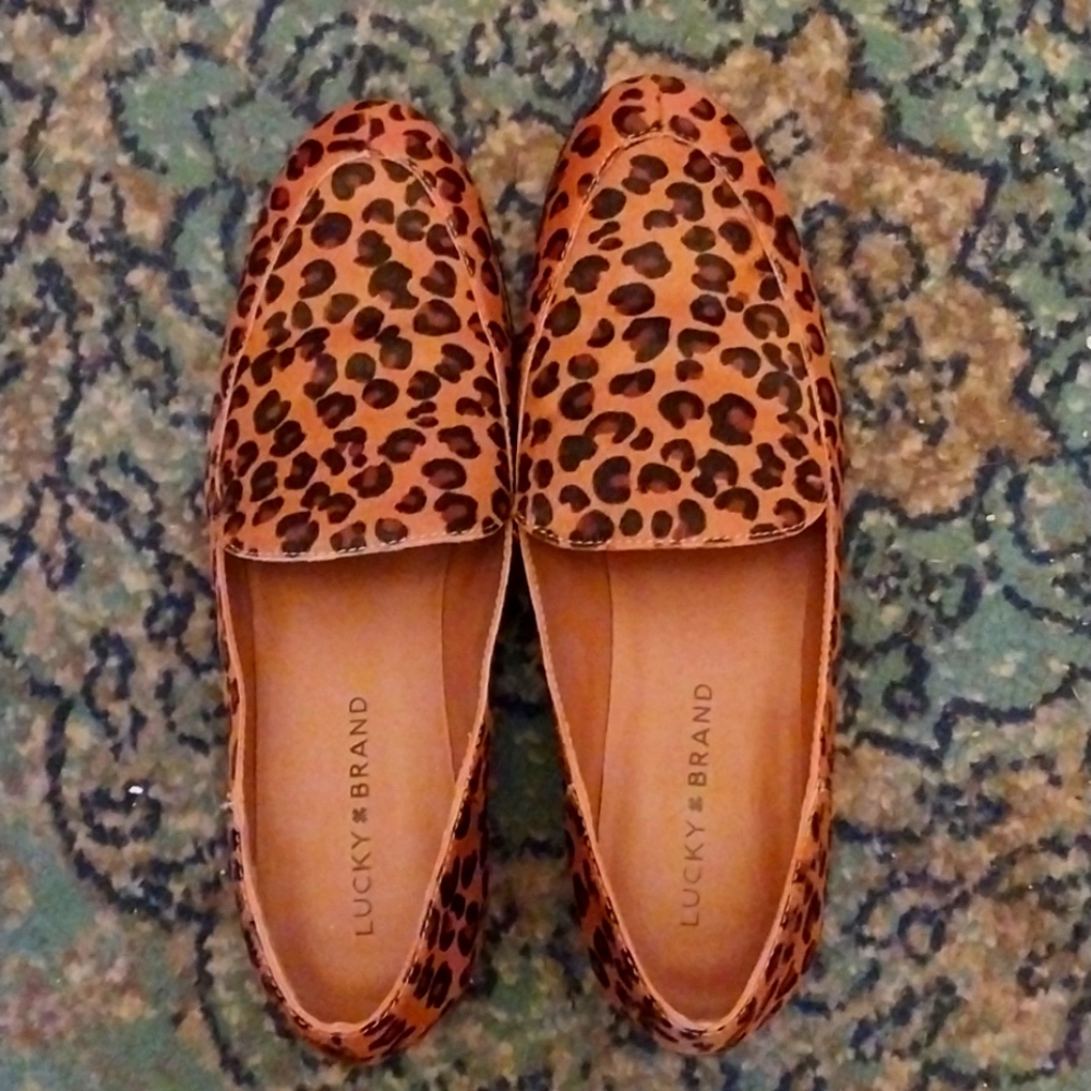 Lucky Brand leopard print loafers / pony hair!